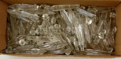 Üveg csillárdíszek, 105 db, jó állapotban, h: 11 cm
