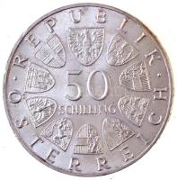 Ausztria 1968. 50Sch Ag "50 éves a Köztársaság" T:1-,2 Austria 1968. 50 Schilling Ag "50th Anniversary of the Republic" C:AU,XF Krause KM#2904.1