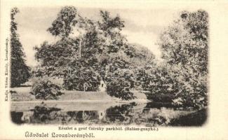 Lovasberény, Gróf Cziráky park Halász kunyhóval, kiadja Vértes Károly