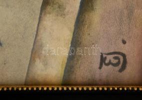 EJ jelzéssel: Virágcsendélet. Akvarell, papír, üvegezett keretben, 29×44 cm