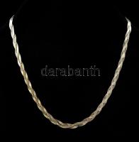 Ezüst(Ag) lapos fonott nyaklánc, jelzett, h: 43 cm, nettó: 7,9 g
