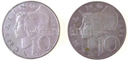 Ausztria 1959-1964. 10Sch Ag (2xklf) T:2,2-  Austria 1959-1964. 10 Schilling Ag (2xdiff) C:XF,VF Krause KM#2882