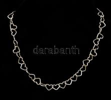 Ezüst(Ag) szívmintás nyaklánc, jelzett, h: 43,5 cm, nettó: 18,6 g