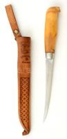 Marttiin filéző kés bőr hüvelyében, h:27 cm