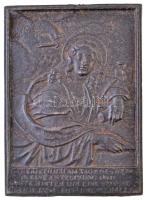 Németország DN "Da gerieth ich am Tage des Herrn in eine Entzückung und forte hinter mir eine Stimme gleich dem Posaunenschalle (Az Úr napján elragadtatásba estem. Hátam mögött harsona hangjához hasonló  nagy szózatot hallottam.)" idézet a Jelenések könyvéből, öntött Br plakett, hátoldalán akasztónyom (84x116mm) T:2- patina Germany ND "Da gerieth ich am Tage des Herrn in eine Entzückung und forte hinter mir eine Stimme gleich dem Posaunenschalle (On the Lord's Day I was in the Spirit, and I heard behind me a loud voice like a trumpet)" quote from Book of Revelation, cast Br plaque, hanging spot on reverse (84x116mm) C:VF patina