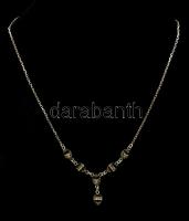 Ezüst(Ag) fekete és fehér strasszokkal kirakott nyaklánc, jelzett, h: 50 cm, bruttó: 5,8 g