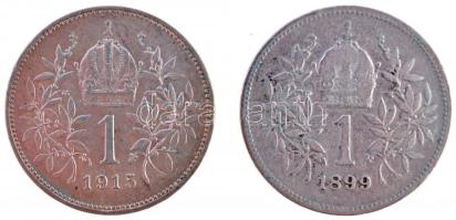 Ausztria 1899-1915. 1K Ag "Ferenc József" (2x) T:2-,2 Austria 1899-1915. 1 Corona Ag "Franz Joseph" (2x) C:VF,XF
