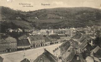 Segesvár, Schassburg, Sighisoara; látkép, piaci oldal / general view, market side (ragasztónyom / glue mark)