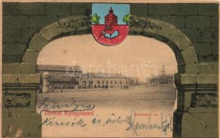 Nyíregyháza, Széchenyi tér, címer. Hoffmann B. Béla kiadása, litho