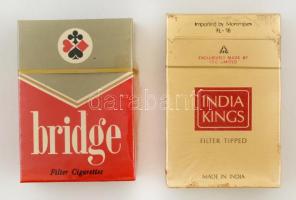 1 db India Kings bontatlan cigarettás doboz + 1 db Bridge bontatlan cigarettás doboz