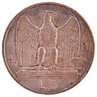 Olaszország 1927R 5L Ag "III. Viktor Emánuel" T:2 Italy 1927R 5 Lire Ag "Vittorio Emanuele III" C:XF