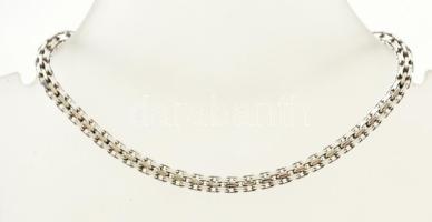 Ezüst(Ag) fonott négyszögletes karlánc, jelzett, h: 18 cm, nettó: 5,4 g