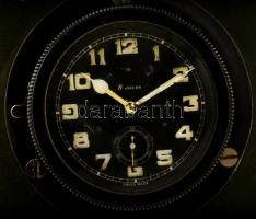 Svájci katonai óra, eredeti fa tokjában, működik, másodpercmutatós, d:7 cm