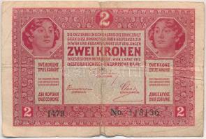 1917. 2K hamis felülbélyegzéssel (fake overprint) T:III- szakadás, ly.
Adamo K6