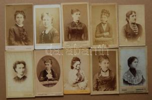 1860-1904 Régi fényképek: Női arc- és mellképek (10db)