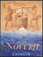 1942 Novurit Chinoin gyógyszerreklám levelezőlapon, pecséttel, bélyeggel, 17x13 cm.