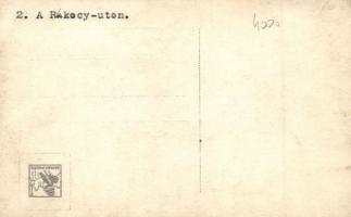 Budapest VII. Rákóczi út, Cserkész felvonulás, Bihari, Guttman J. és Társa üzletei, Réthy drogéria, ...