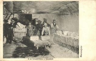 Marosújvár, Ocna Mures; Só felszállítása a bányából, Grün Géza kiadása / salt mine interior (EK)