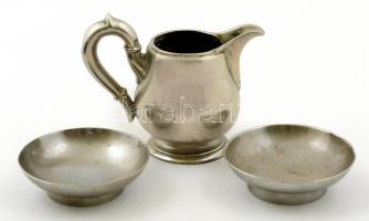 Nemzeti kávéház jelzett alpakka tejkiöntő és cukortartó tálka