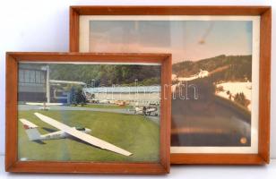 cca 1980 5db vitorlás repülő légi fotója, üvegezett keretben, 18×26-30×40 cm