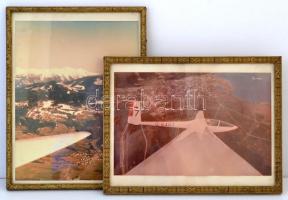 cca 1980 5db vitorlás repülő légi fotója, üvegezett keretben, 18×26-30×40 cm