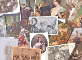 Kb. 76 db RÉGI motívumlap hangszerekkel, vegyes minőség / Cca. 76 pre-1945 motive cards with musical instruments, mixed quality