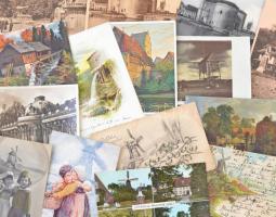 Kb. 80 db főleg RÉGI szél és vízi malmos motívumlap, vegyes minőség / Cca. 80 mostly pre-1945 watermills and windmills motive cards, mixed quality