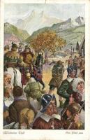 4 db RÉGI Tell Vilmos művészlap / 4 pre-1945 William Tell art postcards