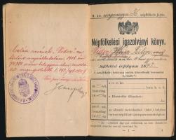 1908-1910 M. Kir. Ung megyei 36. népfölkelő járás által kiállított népfölkelési igazolványi könyv
