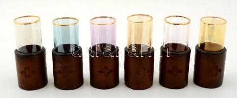 Bőr kupicás készlet, m:10 cm (6×), 32×23 cm