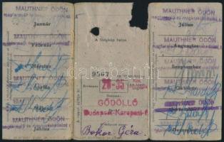 1948 Budapesti Helyi Érdekű Vasutak Rt. dolgozói igazolványa, megviselt állapotban, fénykép hiányzik...