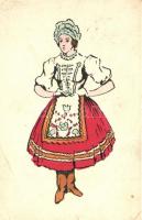 58 db főleg MODERN magyar népviseletes motívum képeslap / 58 mostly modern Hungarian folklore motive...