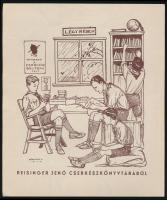 cca 1928 Márton Lajos: Reisinger Jenő cserkész ex libris 16x19 cm