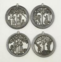 Évszakok (4db) ón falikép, d:8,5 cm