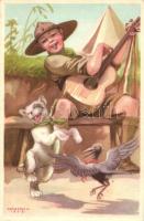 'A cserkész vidám és megggondolt'. Cserkész Levelezőlapok Kiadóhivatal / scout boy s: Márton L.