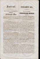 1853 Felhívás Ferenc József császár elleni meghiusult merénylet miatti hálaadásul templom építésére. Kétnyelvű / Document regarding building of a church to commemorate  an unsuccesfull attempt of assassination of Franz Joseph. German - Hungarian 29x44 cm