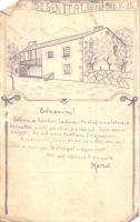 1917 'Gegen Italien' első világháborús eredeti kézzel rajzolt K.u.K. tábori posta képeslap / WWI original handdrawn postcard, K.u.K. military feldpost s: Karl Pál (EM)
