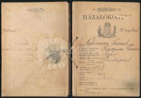1903-1910 Házalóköny izraelita vászon kereskedő részére, számos bejegyzéssel, bélyegzővel, okmánybélyeggel, a gerinc elvált a borítótól, 42 p.