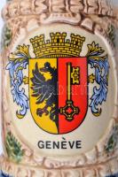 9 db különböző söröskorsó, közte 3 db üveg és 6 kerámia, 1 fedéllel