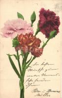 27 db RÉGI litho virágos üdvözlőlap, vegyes minőség / 27 pre-1945 litho floral greeting cards, mixed quality