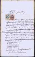 Tárgyalási Jegyzőkönyv 50+36kr vegyes 1868, 1880 okmánybélyeg lerovással