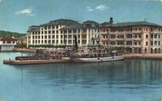 Pola, Brijuni (Brioni); Hotel Neptun mit Winterschwimmhalle / hotel, swimming pool, steamships (kopott sarkak / worn corners)