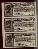 USA 1914-17. 25$ "Gas & Coke Company" bón 3-as függőleges csíkban, papírránccal T:I-