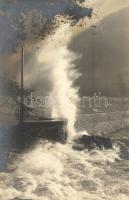 1912 Abbazia, waves on the shore, Erich Bährendt photo
