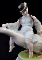 Herendi porcelán Ludas Matyi (Matyó ruhában), kézzel festett, hibátlan, jelzett (tervező:Lux Elek), ...