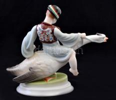 Herendi porcelán Ludas Matyi (Matyó ruhában), kézzel festett, hibátlan, jelzett (tervező:Lux Elek), ...