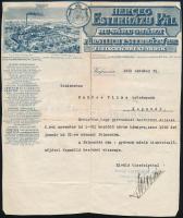 1931 Herceg Esterházy Pál Husárugyárának felmondólevele, Kapuvár, díszes fejléces papíron, szakadással a hajtások mentén, a hátoldalon javításokkal.