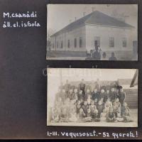 cca 1930-1940 Magyarcsanád, 4 db fotó kartonra ragasztva, feliratozva, különböző méretben