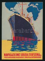 cca 1930 Trieszti hajótársaság reklám lapja és menetrendje  / Triest ship company advertising 12x18 cm