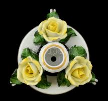 Herendi rózsás gyertyatartó, kézzel festett, jelzett, hibátlan, d:12 cm